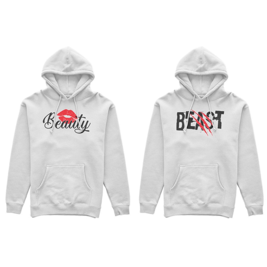 Coppia di felpe personalizzabili con nomi beast graffio beauty bacio
