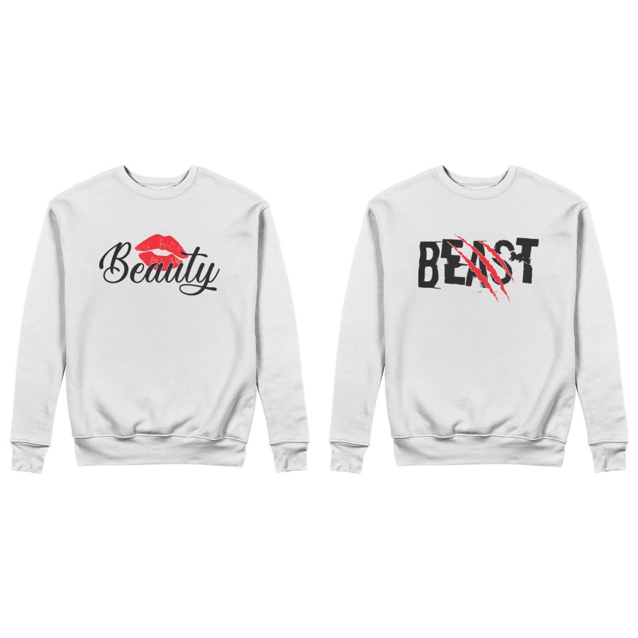 Coppia di felpe personalizzabili con nomi beast graffio beauty bacio