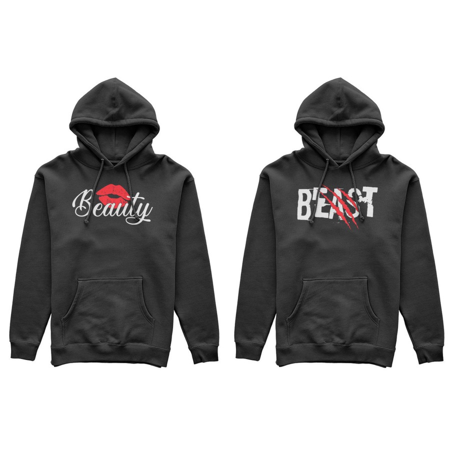 Coppia di felpe personalizzabili con nomi beast graffio beauty bacio