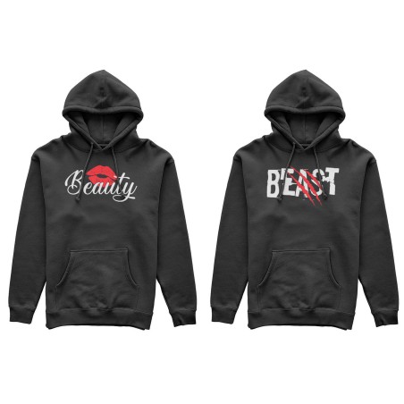 Coppia di felpe personalizzabili con nomi beast graffio beauty bacio