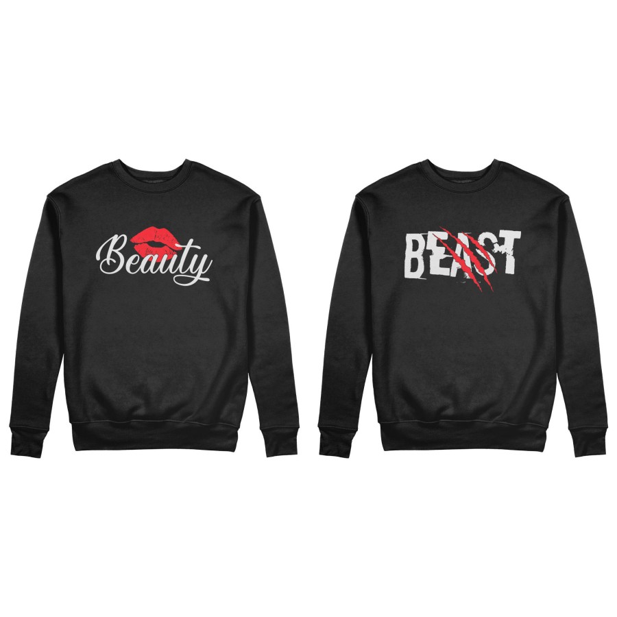 Coppia di felpe personalizzabili con nomi beast graffio beauty bacio