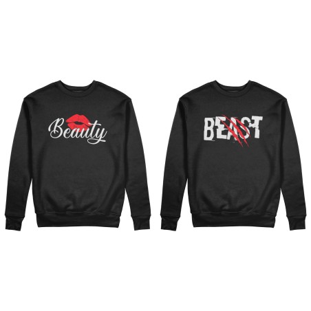 Coppia di felpe personalizzabili con nomi beast graffio beauty bacio