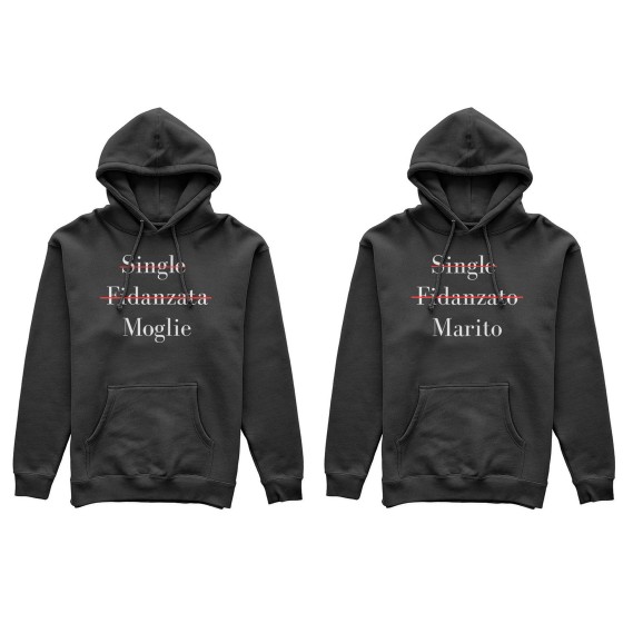 Coppia di felpe personalizzabili con nomi single fidanzato marito single fidanzata moglie 2