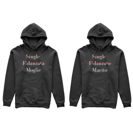 Coppia di felpe personalizzabili con nomi single fidanzato marito single fidanzata moglie