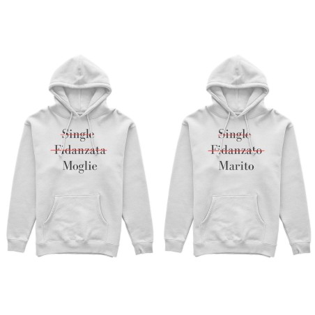 Coppia di felpe personalizzabili con nomi single fidanzato marito single fidanzata moglie