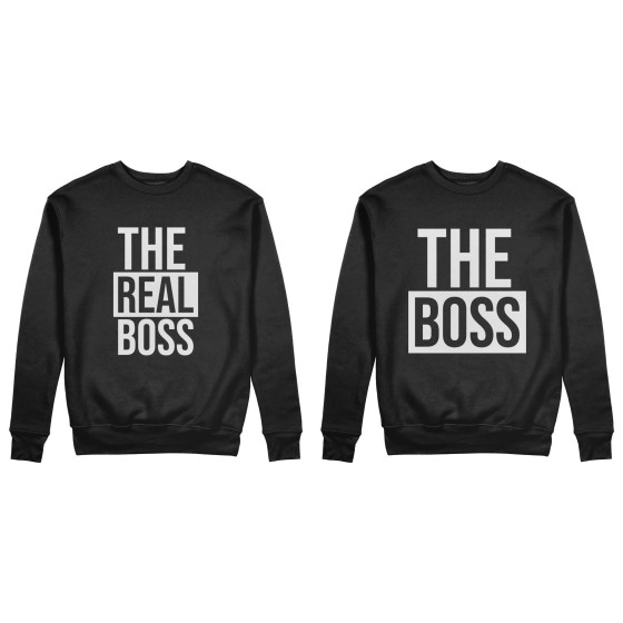 Coppia di felpe personalizzabili con nomi the boss the real boss