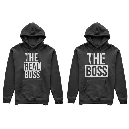Coppia di felpe personalizzabili con nomi the boss the real boss