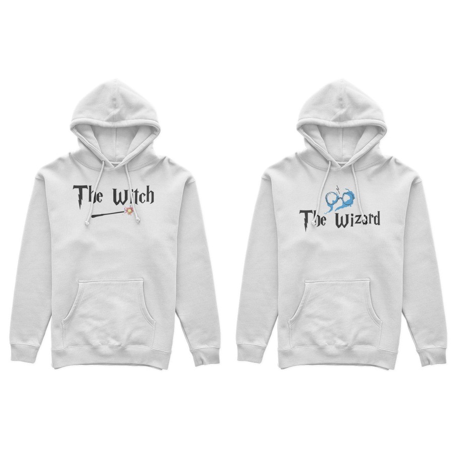 Coppia di felpe personalizzabili con nomi the wizard the witch
