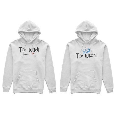 Coppia di felpe personalizzabili con nomi the wizard the witch