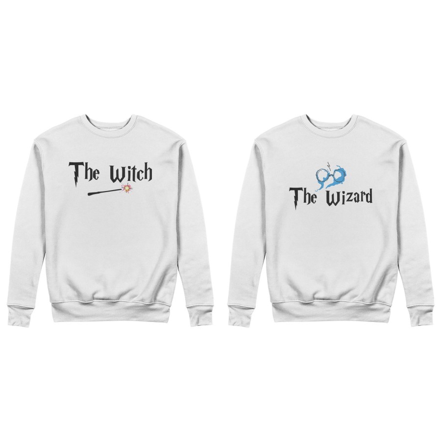 Coppia di felpe personalizzabili con nomi the wizard the witch