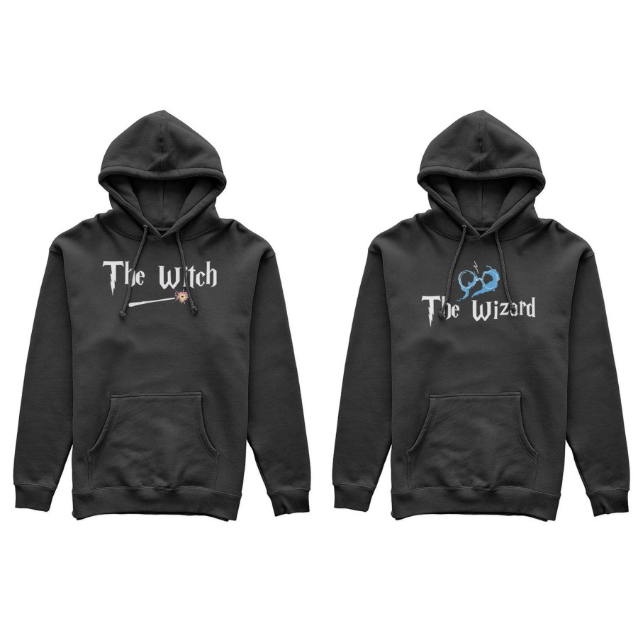 Coppia di felpe personalizzabili con nomi the wizard the witch