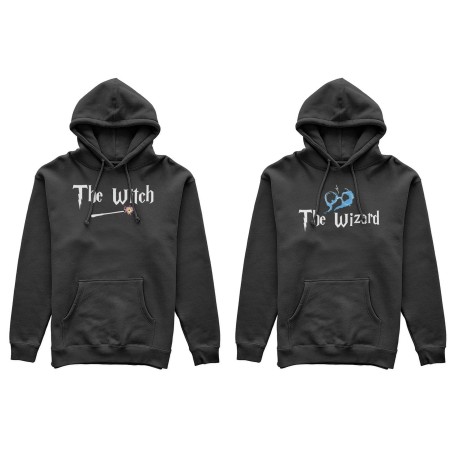 Coppia di felpe personalizzabili con nomi the wizard the witch