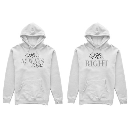 Coppia di felpe personalizzabili con nomi mr right mrs...