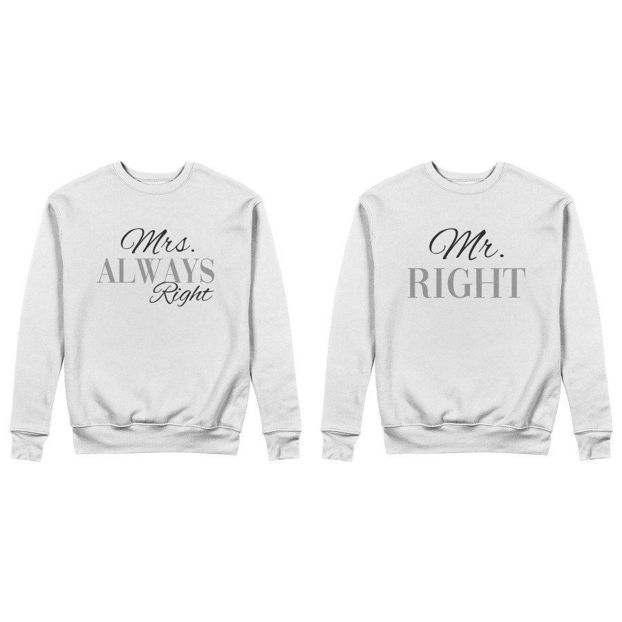 Coppia di felpe personalizzabili con nomi mr right mrs always right