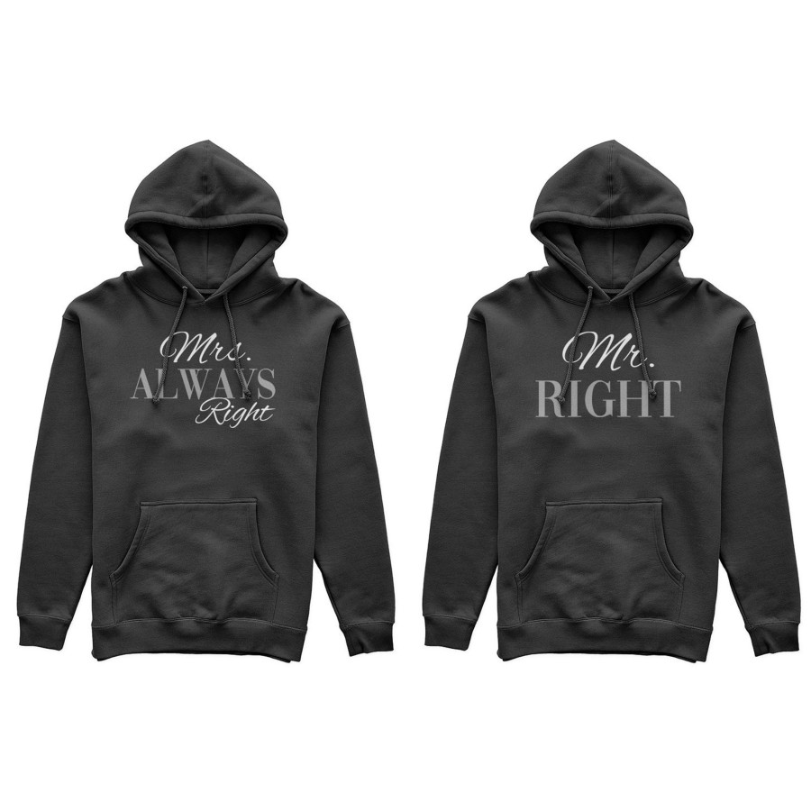 Coppia di felpe personalizzabili con nomi mr right mrs always right
