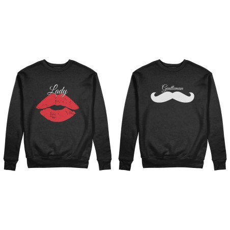 Coppia di felpe personalizzabili con nomi lady e gentleman