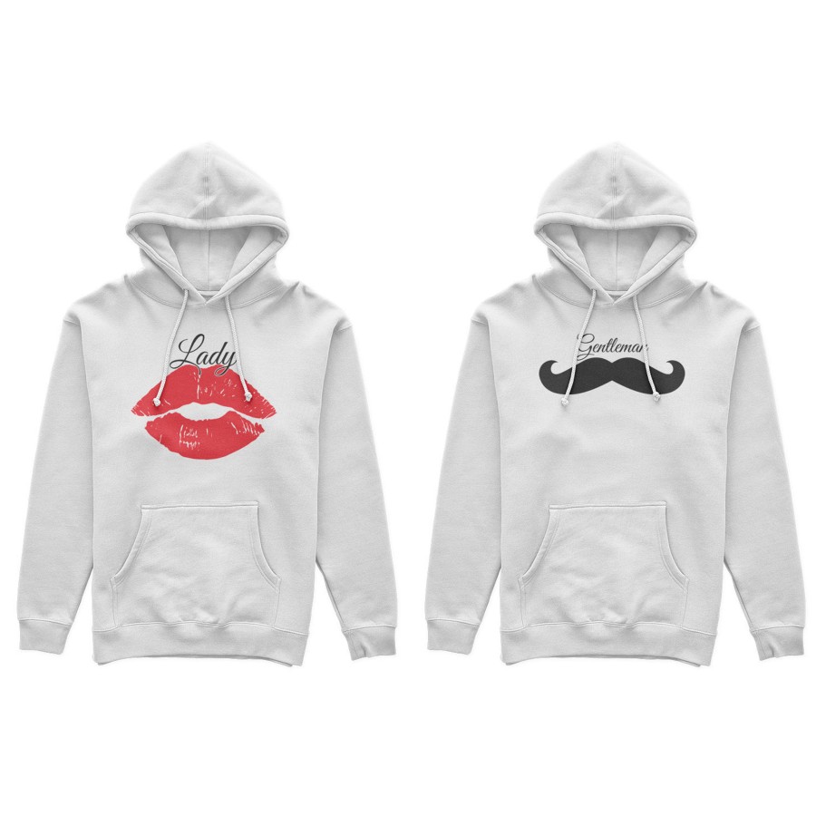 Coppia di felpe personalizzabili con nomi lady e gentleman