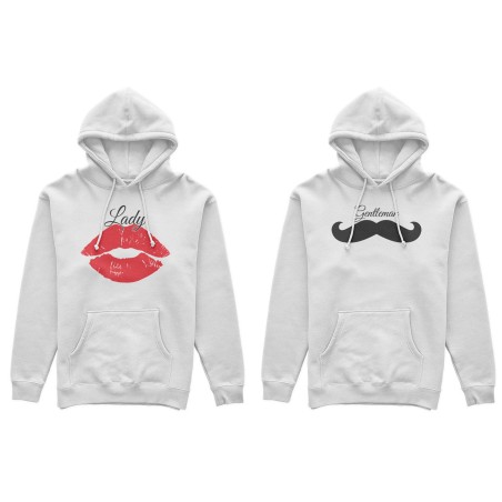 Coppia di felpe personalizzabili con nomi lady e gentleman