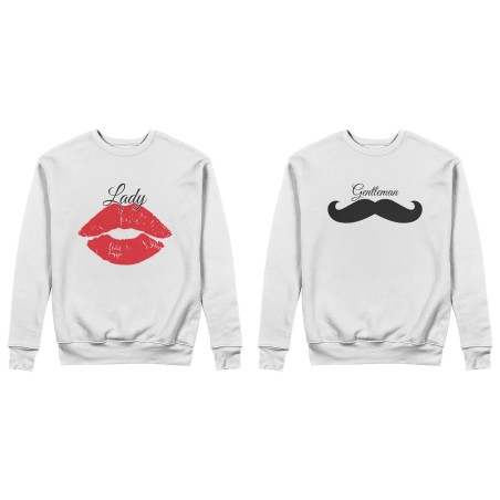 Coppia di felpe personalizzabili con nomi lady e gentleman