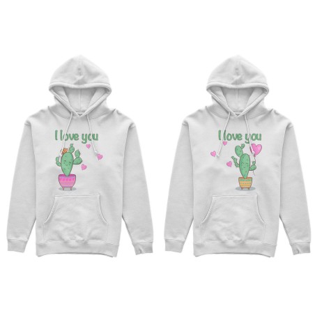 Coppia di felpe personalizzabili con nomi cactus i love you