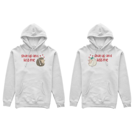 Coppia di felpe personalizzabili con nomi riccio shut up...