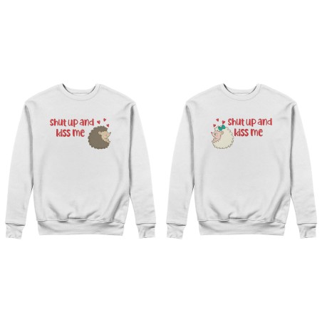 Coppia di felpe personalizzabili con nomi riccio shut up and kiss me
