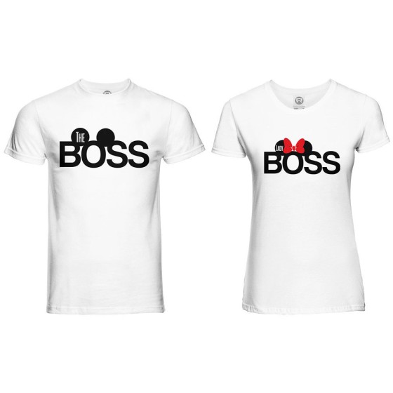 Coppia di maglie personalizzabili con nomi the boss lady boss