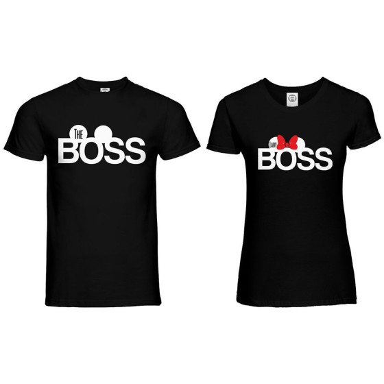 Coppia di maglie personalizzabili con nomi the boss lady boss 2