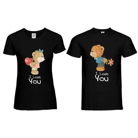 Coppia di maglie personalizzabili con nomi i love you con...