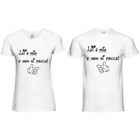 Coppia di maglie personalizzabili con nomi lui è mio non...