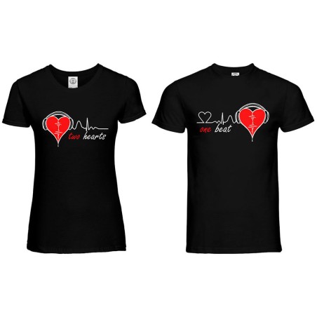 Coppia di maglie personalizzabili con nomi two hearts one...