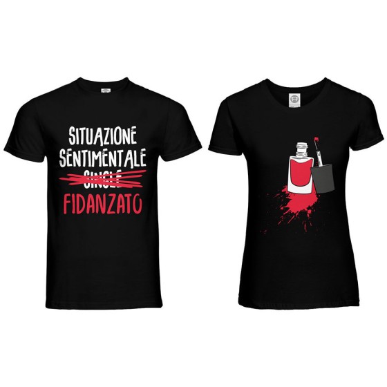 Coppia di maglie personalizzabili con nomi situazione sentimentale fidanzato