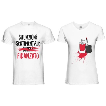 Coppia di maglie personalizzabili con nomi situazione sentimentale fidanzato