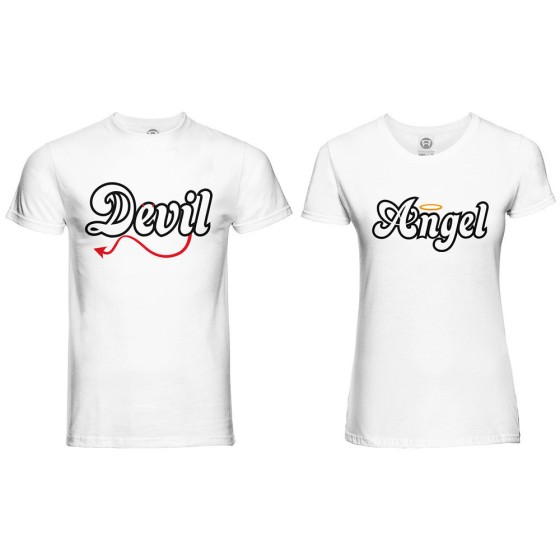 Coppia di maglie personalizzabili con nomi angel e devil
