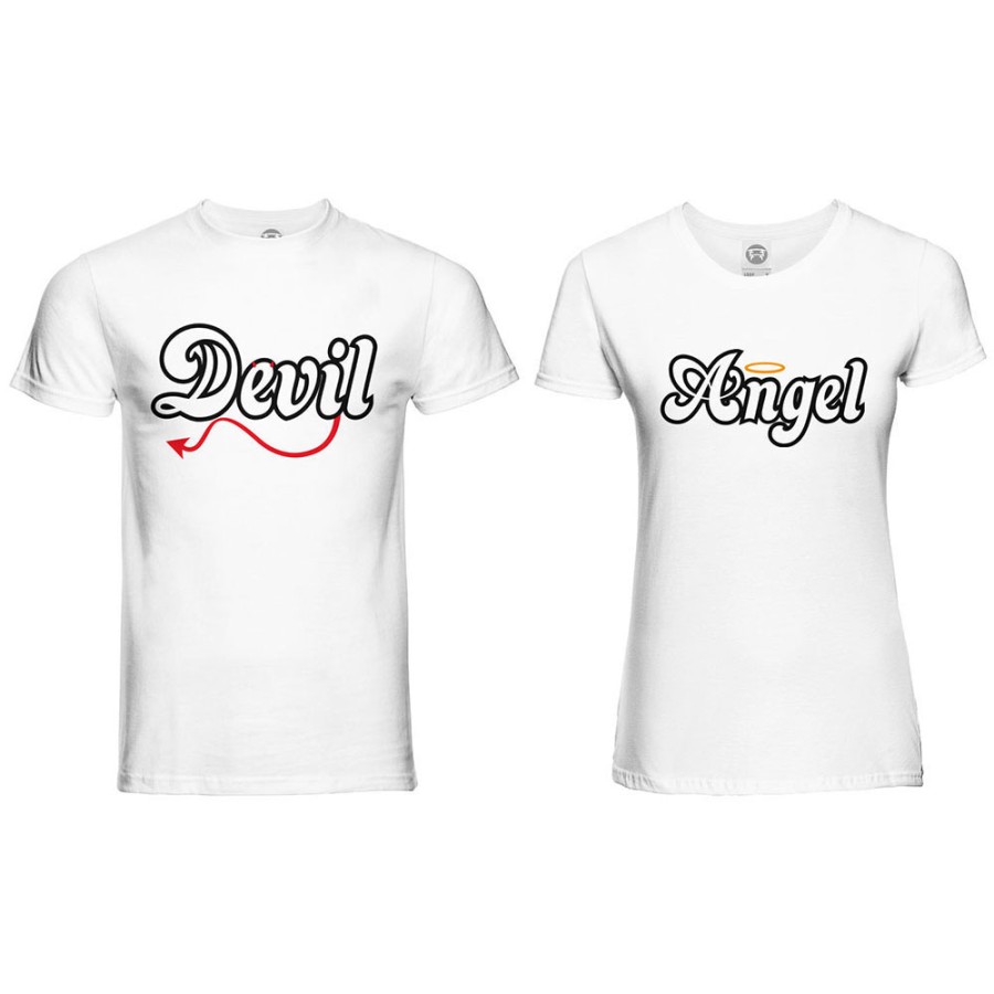Coppia di maglie personalizzabili con nomi angel e devil