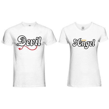 Coppia di maglie personalizzabili con nomi angel e devil