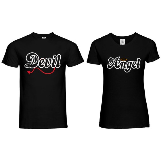 Coppia di maglie personalizzabili con nomi angel e devil 2