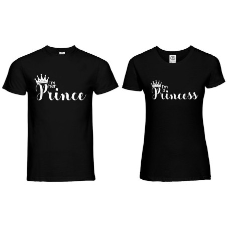 Coppia di maglie personalizzabili con nomi i'm a prince...