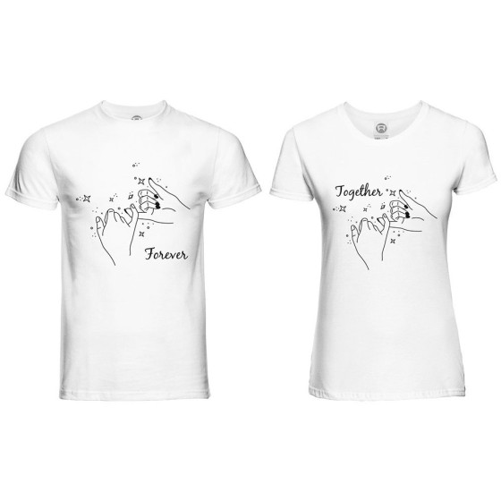 Coppia di maglie personalizzabili con nomi complicità together forever
