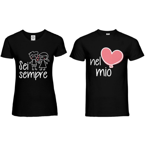 Coppia di maglie personalizzabili con nomi sei sempre nel mio cuore 2