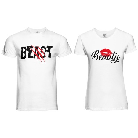 Coppia di maglie personalizzabili con nomi beast graffio beauty bacio