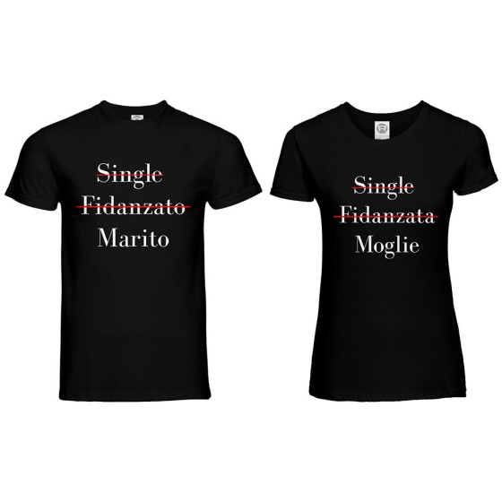 Coppia di maglie personalizzabili con nomi single fidanzato marito single fidanzata moglie 2