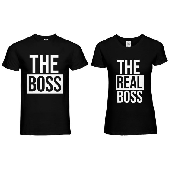 Coppia di maglie personalizzabili con nomi the boss the real boss