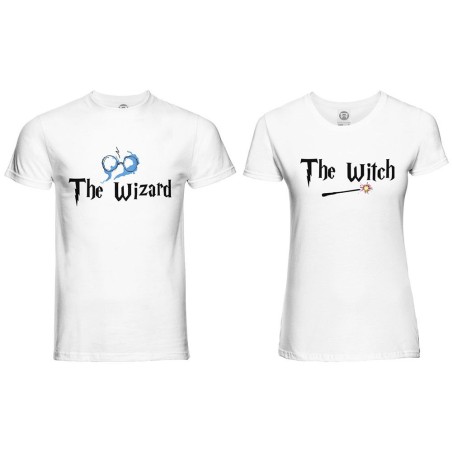 Coppia di maglie personalizzabili con nomi the wizard the witch