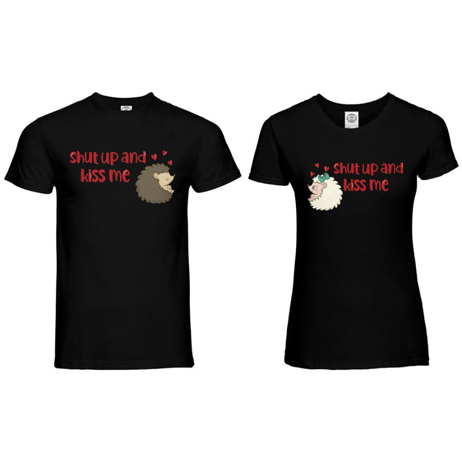 Coppia di maglie personalizzabili con nomi riccio shut up and kiss me