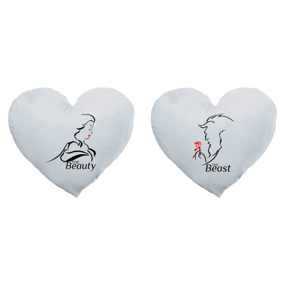 Coppia di cuscini personalizzabili con nomi the beast and the beauty 2