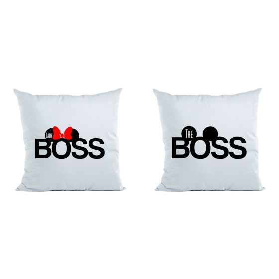 Coppia di cuscini personalizzabili con nomi the boss lady boss