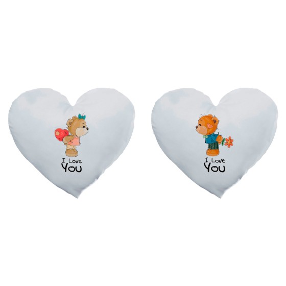 Coppia di cuscini personalizzabili con nomi i love you con orsetti 2