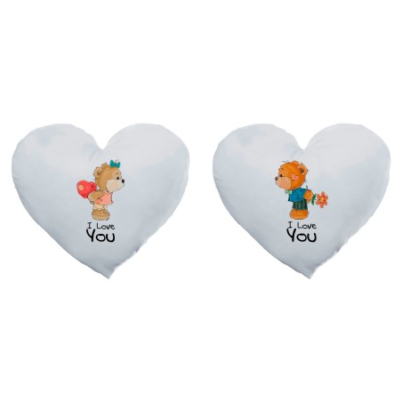 Coppia di cuscini personalizzabili con nomi i love you con orsetti