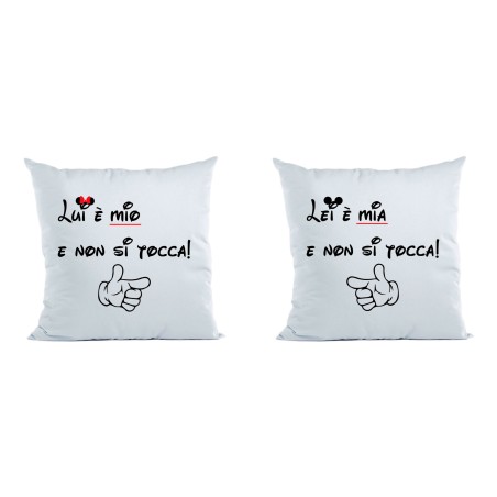 Coppia di cuscini personalizzabili con nomi lui è mio non...